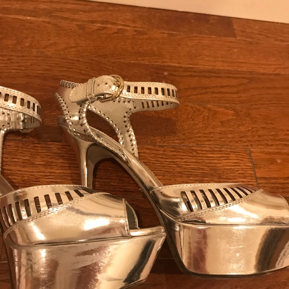 SERGIO ROSSI SILVER PLATFORM SANDALS - Picture 5 of 8